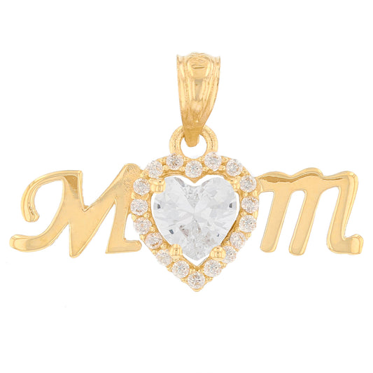 Gold Mom Halo Heart Simulated Birthstone Womens Pendant (JackAni# P13471)