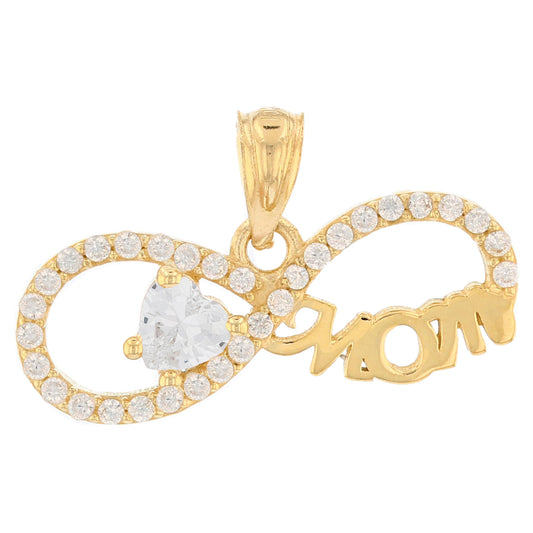 Gold Infinity Mom Heart Simulated Birthstone Womens Pendant (JackAni# P13475)