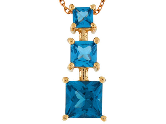 Gold Simulated Birthstone Three Stone Pendant (JackAni# P9850)
