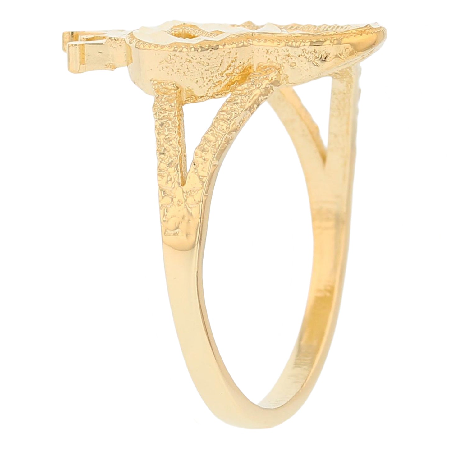 Initital with Crown Diamond Cut Ring (JackAni# R13636)