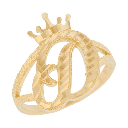 Initital with Crown Diamond Cut Ring (JackAni# R13636)