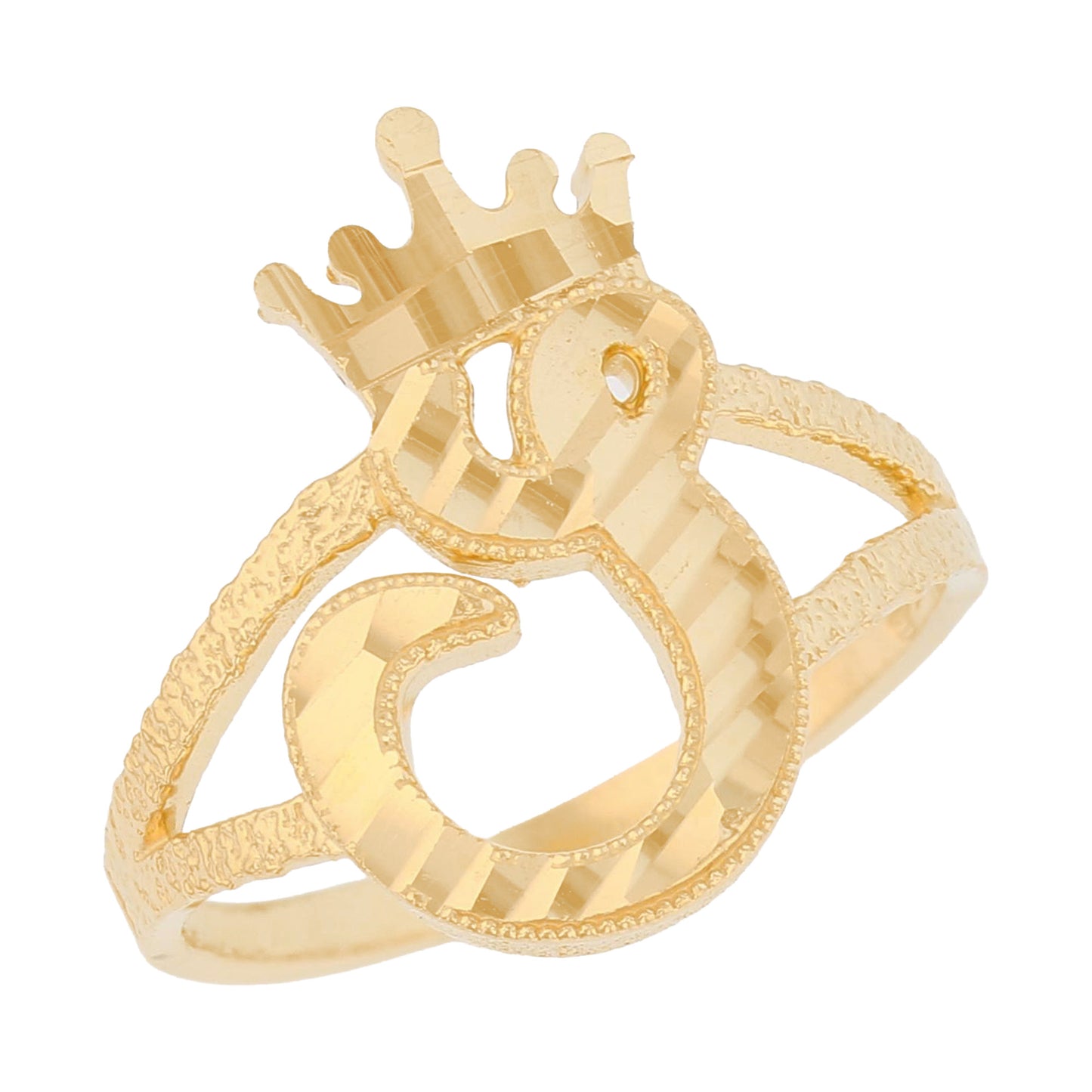 Initital with Crown Diamond Cut Ring (JackAni# R13636)