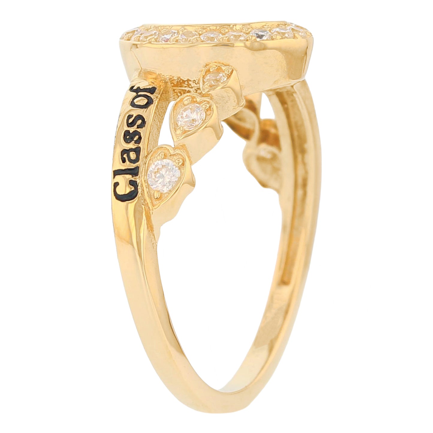 Gold Classy Oval Blue Simulated Zircon Womens Birthstone Graduation Ring (JackAni# R13873)