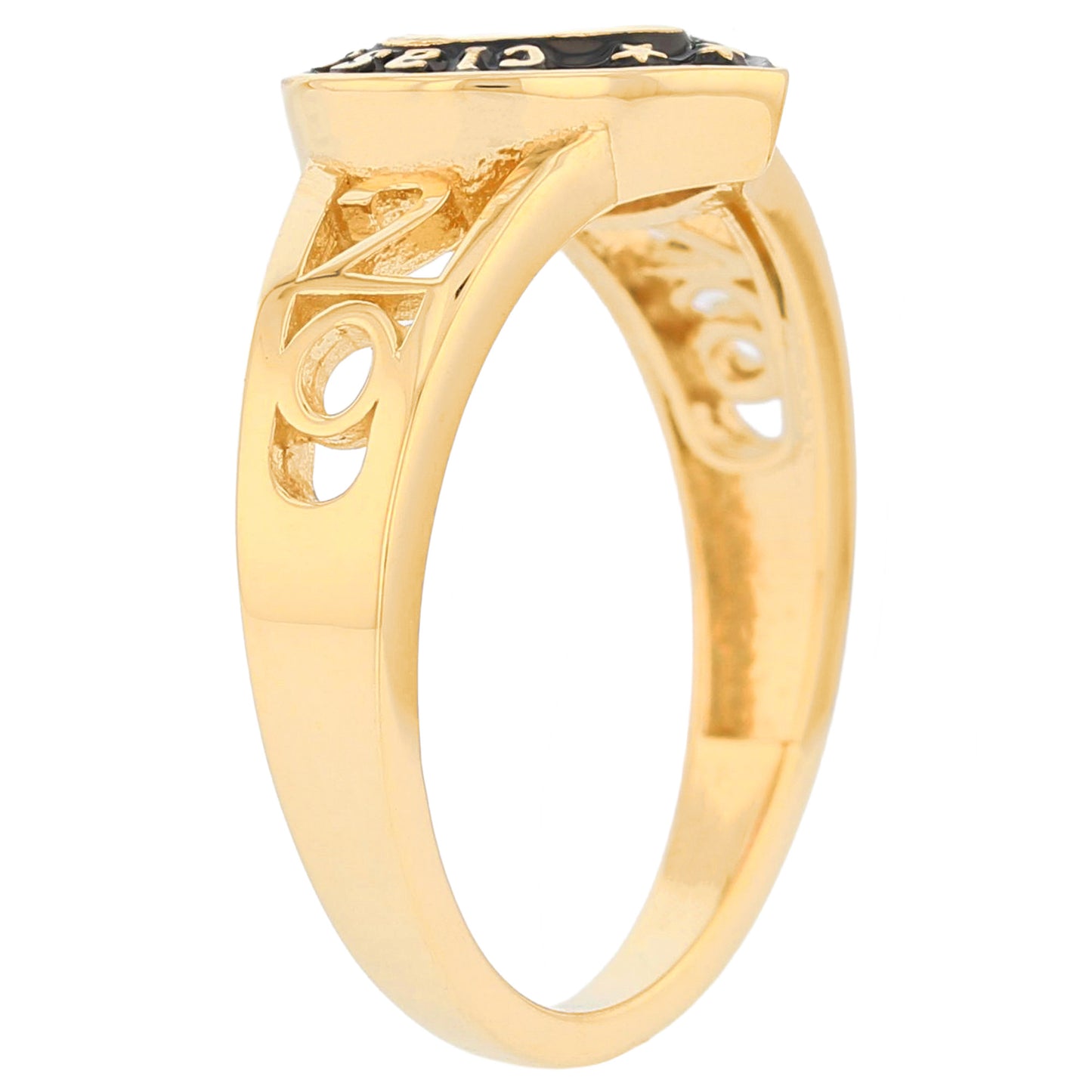 Gold Heart Shape Purple Simuated Amethyst Womens Birthstone Graduation Ring (JackAni# R13872)
