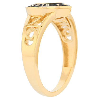 Gold Heart Shape Purple Simuated Amethyst Womens Birthstone Graduation Ring (JackAni# R13872)