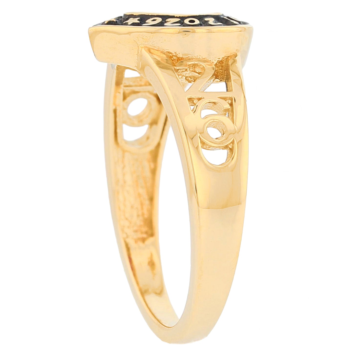 Gold Heart Shape Purple Simuated Amethyst Womens Birthstone Graduation Ring (JackAni# R13872)