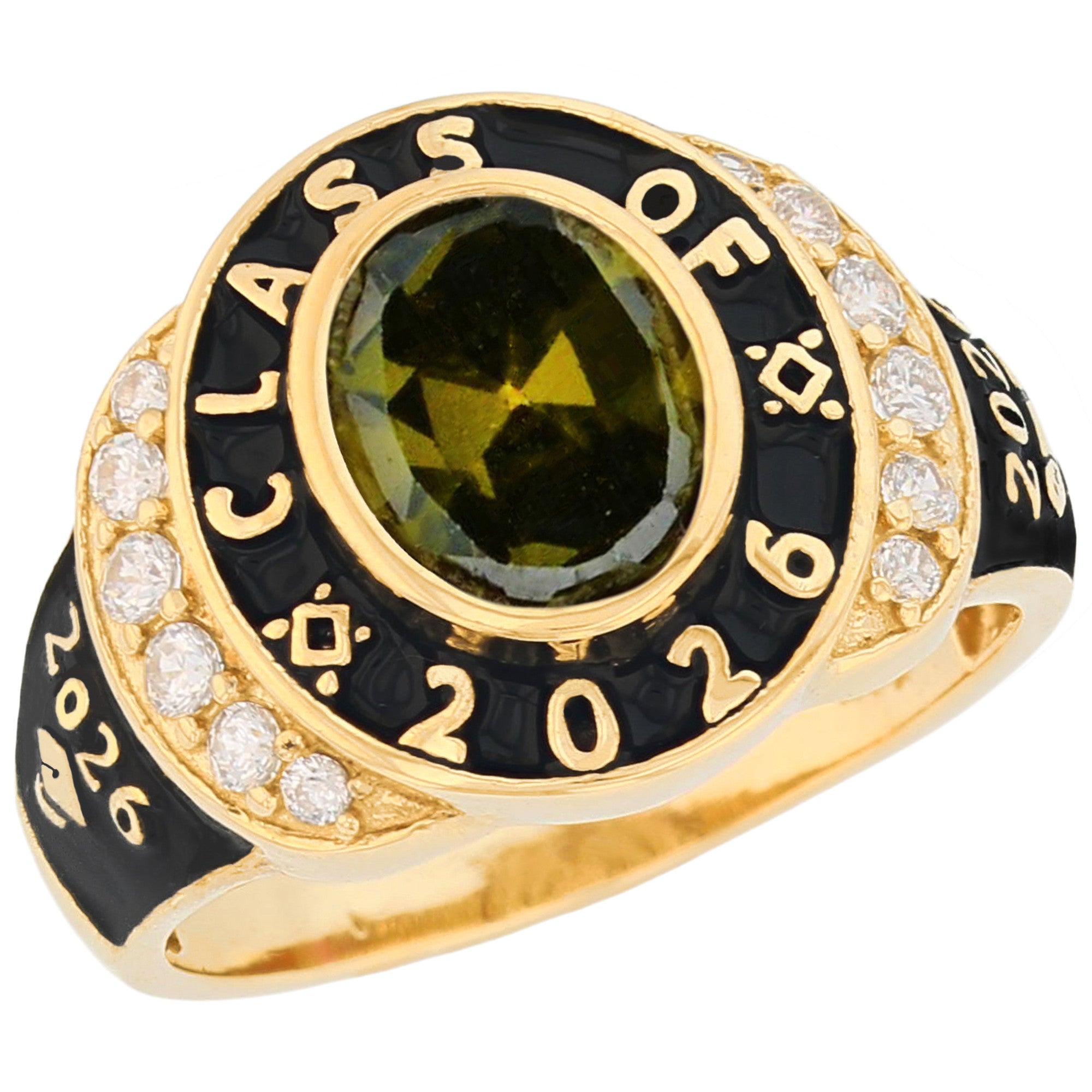 Gold Unisex Oval Graduation Red Simulated Garnet Birthstone January Ring (JackAni# R13874)