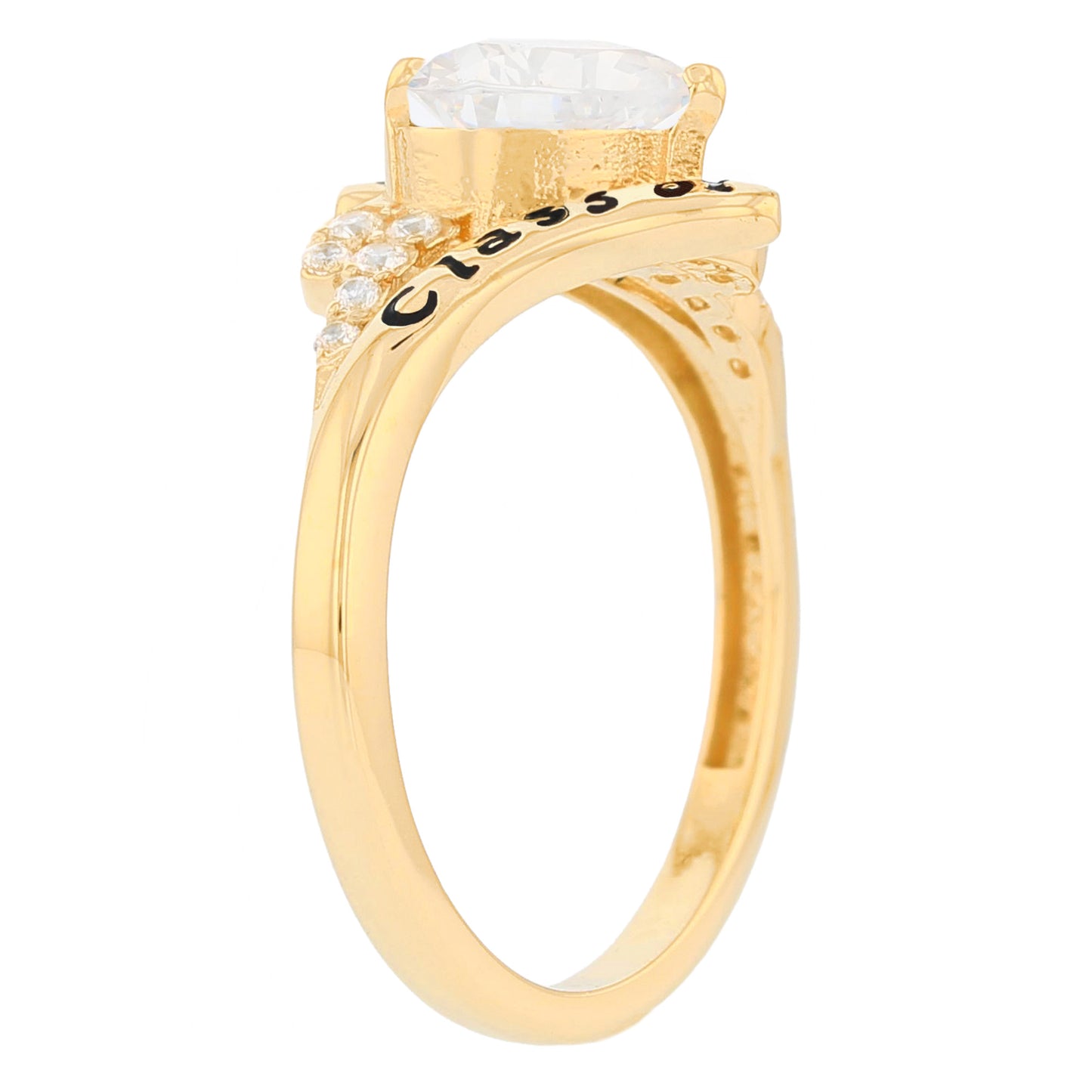 Gold Bypass Heart Graduation Purple Simuated Amethyst Womens Birthstone Ring (JackAni# R13879)