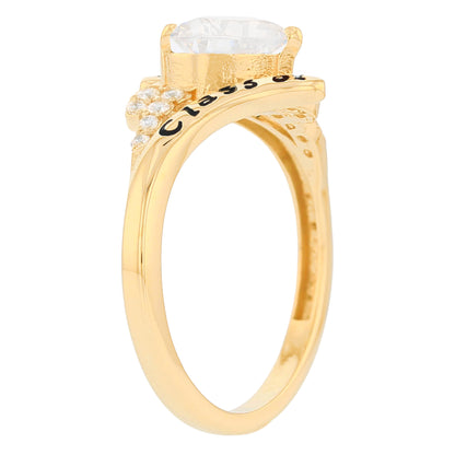 Gold Bypass Heart Graduation Purple Simuated Amethyst Womens Birthstone Ring (JackAni# R13879)