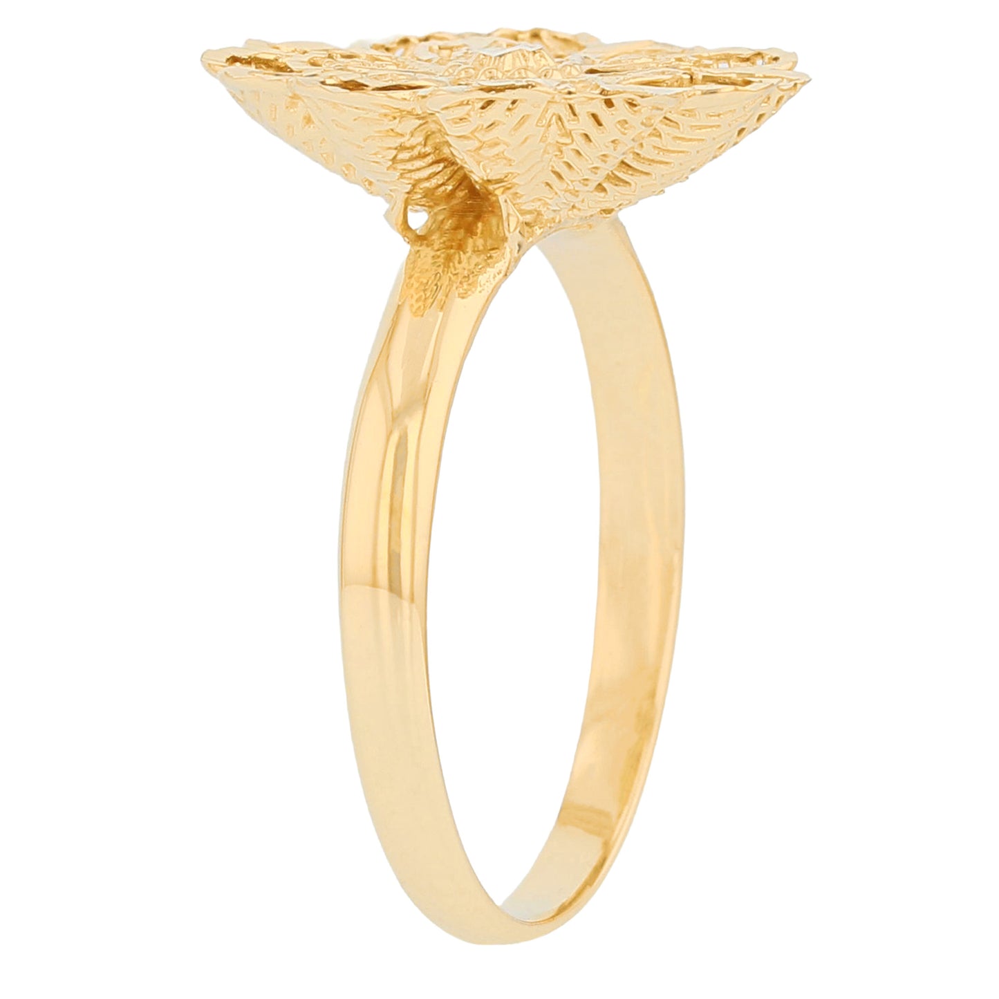 Gold Floral Filigree Womens Diamond Cut Flower Ring (JackAni# R13946)