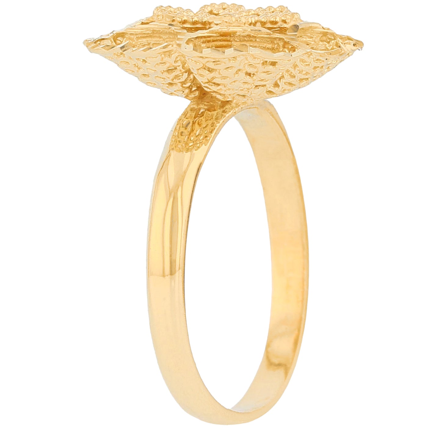 Gold Floral Filigree Womens Diamond Cut Flower Ring (JackAni# R13947)