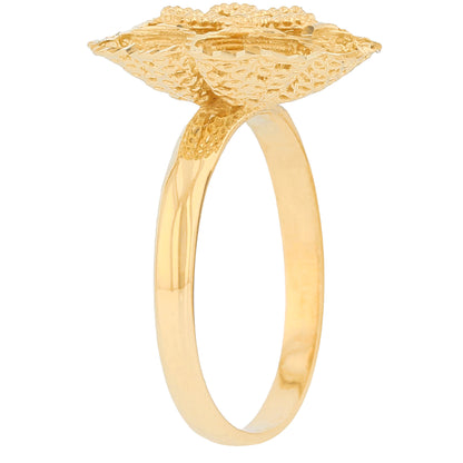 Gold Floral Filigree Womens Diamond Cut Flower Ring (JackAni# R13947)