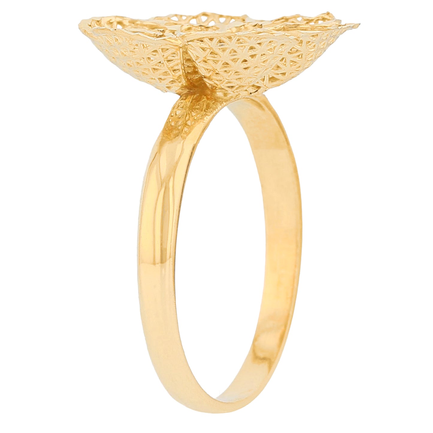 Gold Floral Filigree Womens Diamond Cut Flower Ring (JackAni# R13948)