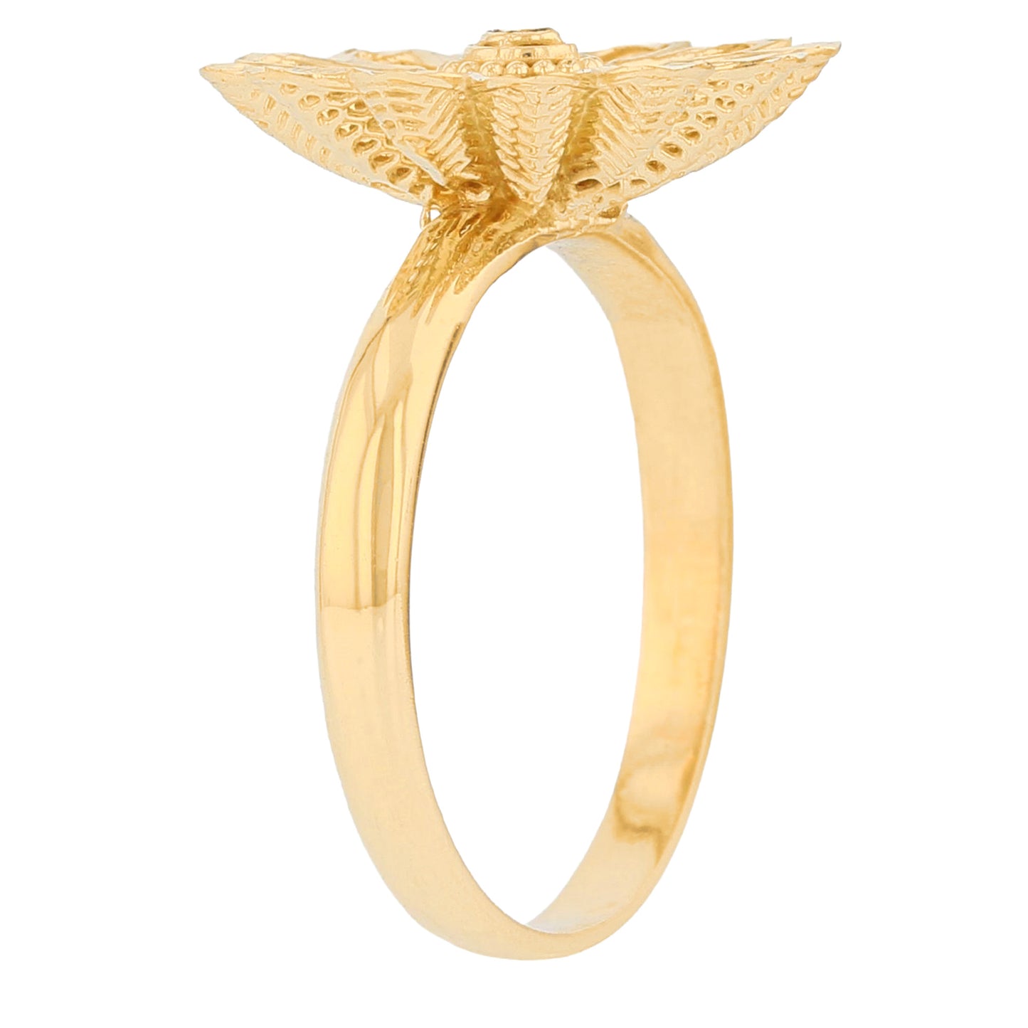 Gold Floral Filigree Womens Diamond Cut Flower Ring (JackAni# R13950)