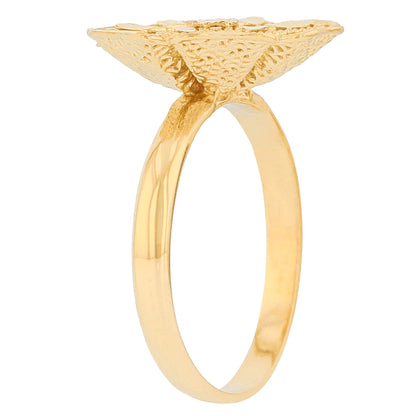 Gold Floral Filigree Womens Diamond Cut Flower Ring (JackAni# R13951)