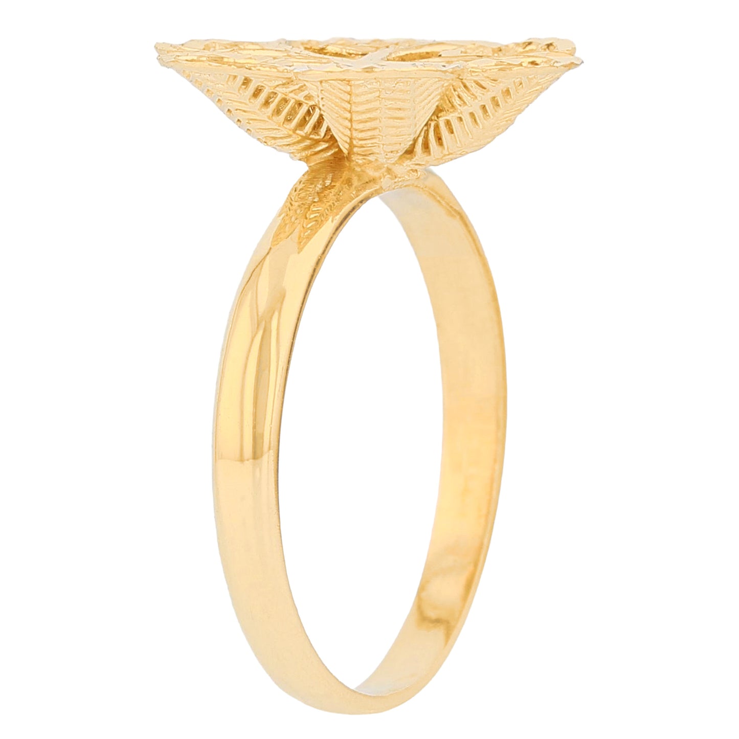 Gold Floral Filigree Womens Diamond Cut Flower Ring (JackAni# R13952)