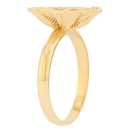 Gold Floral Filigree Womens Diamond Cut Flower Ring (JackAni# R13952)