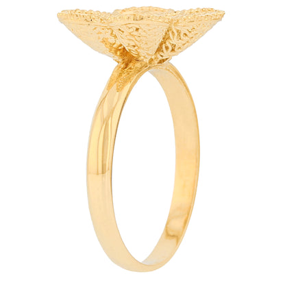 Gold Floral Filigree Womens Diamond Cut Flower Ring (JackAni# R13953)