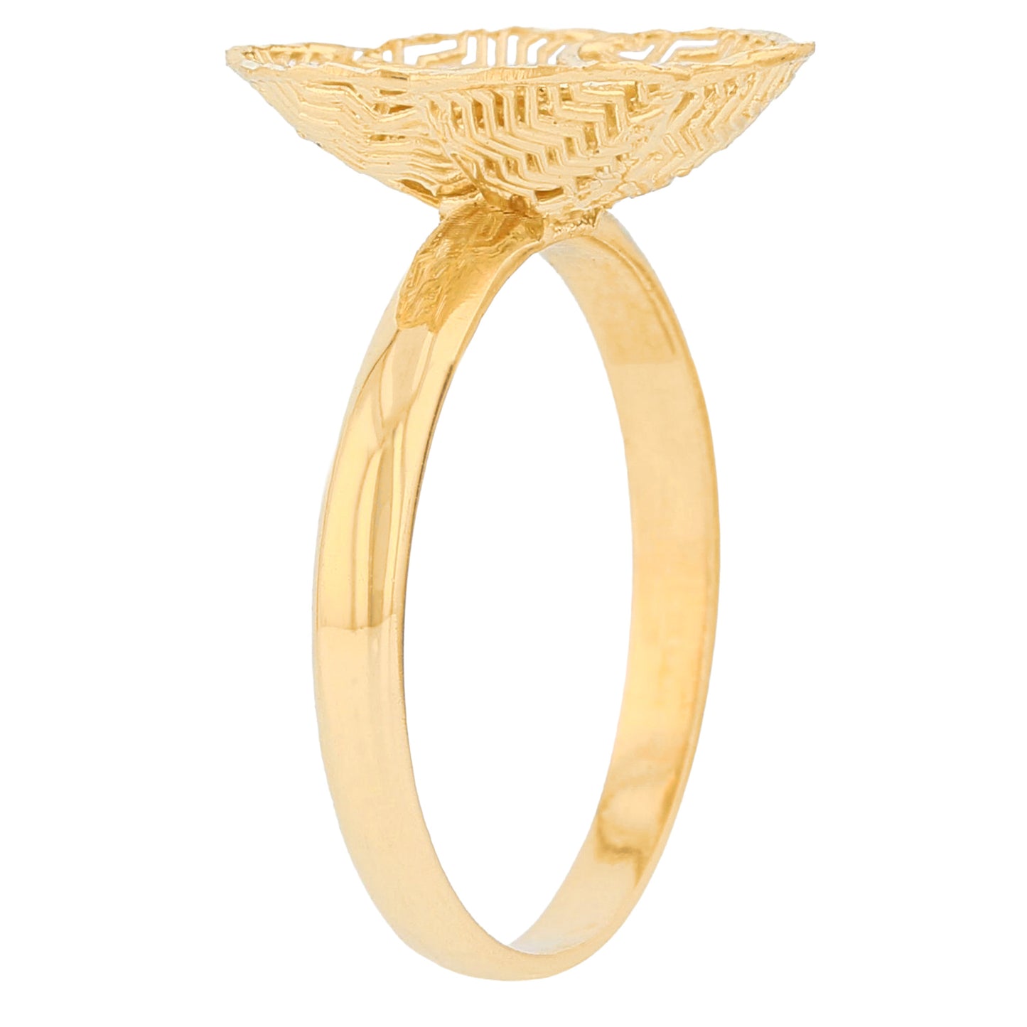 Gold Floral Filigree Womens Diamond Cut Flower Ring (JackAni# R13954)