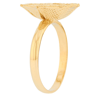 Gold Floral Filigree Womens Diamond Cut Flower Ring (JackAni# R13955)