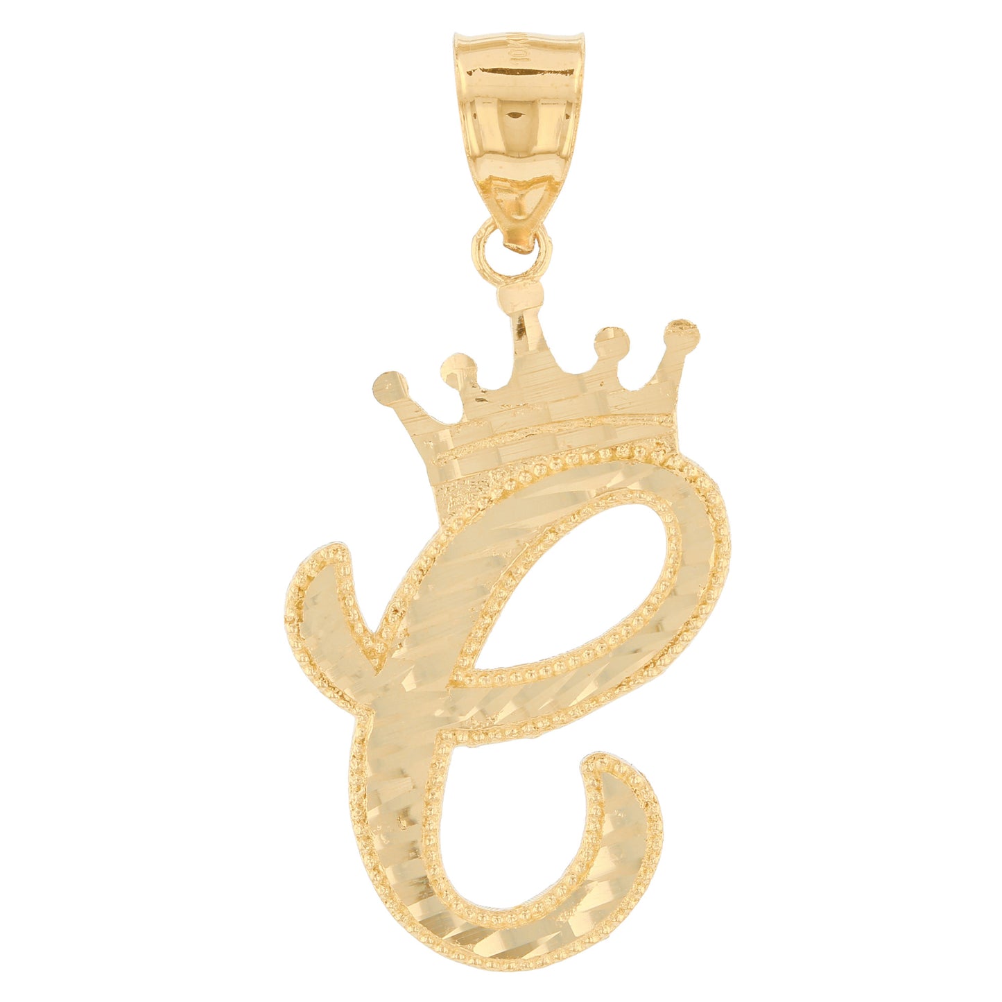 Regal Crown Design Diamond Cut Accent Initial Letter Pendant (JackAni# P13636)