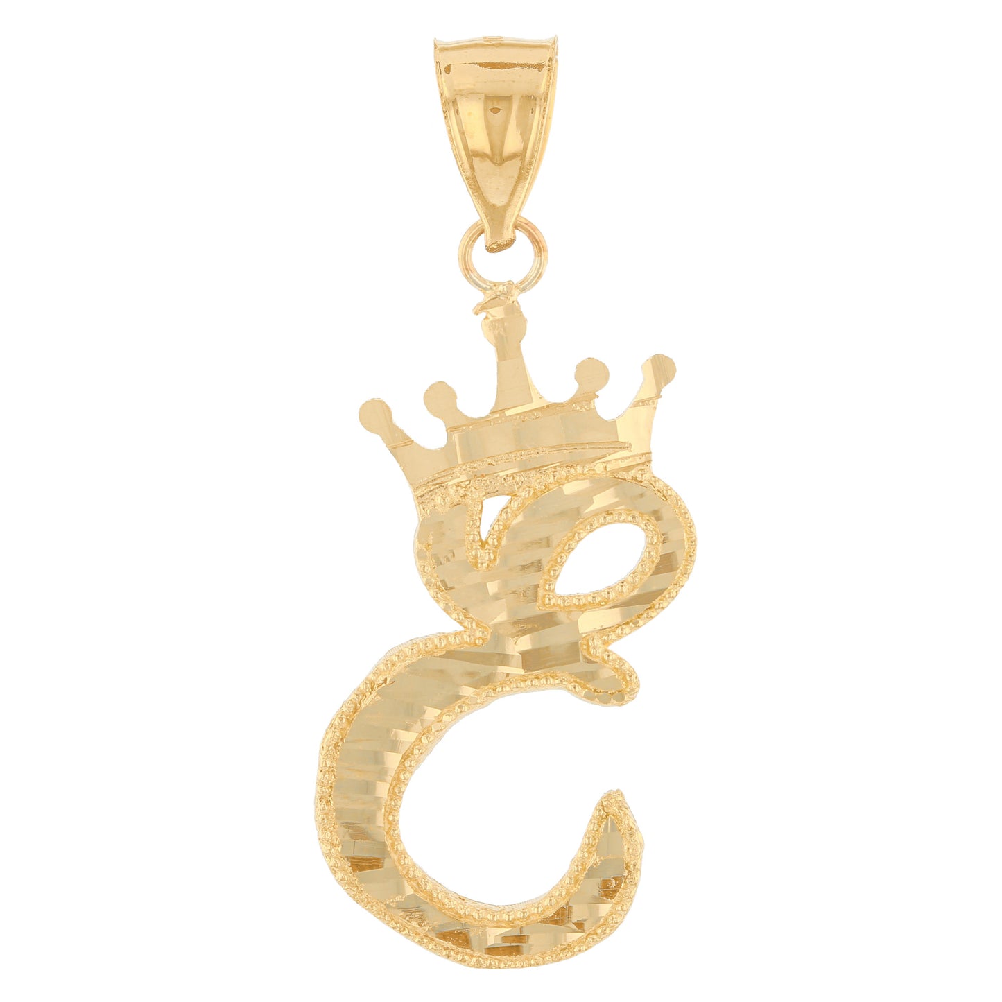 Regal Crown Design Diamond Cut Accent Initial Letter Pendant (JackAni# P13636)