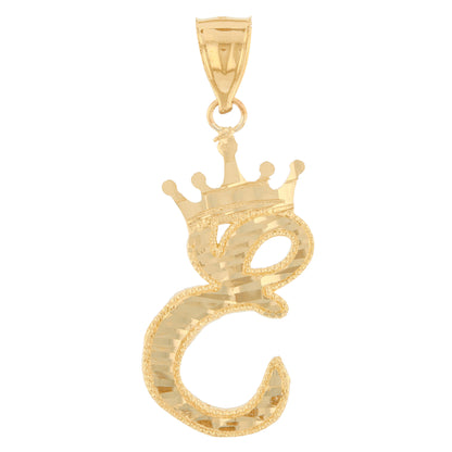 Regal Crown Design Diamond Cut Accent Initial Letter Pendant (JackAni# P13636)