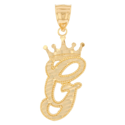 Regal Crown Design Diamond Cut Accent Initial Letter Pendant (JackAni# P13636)