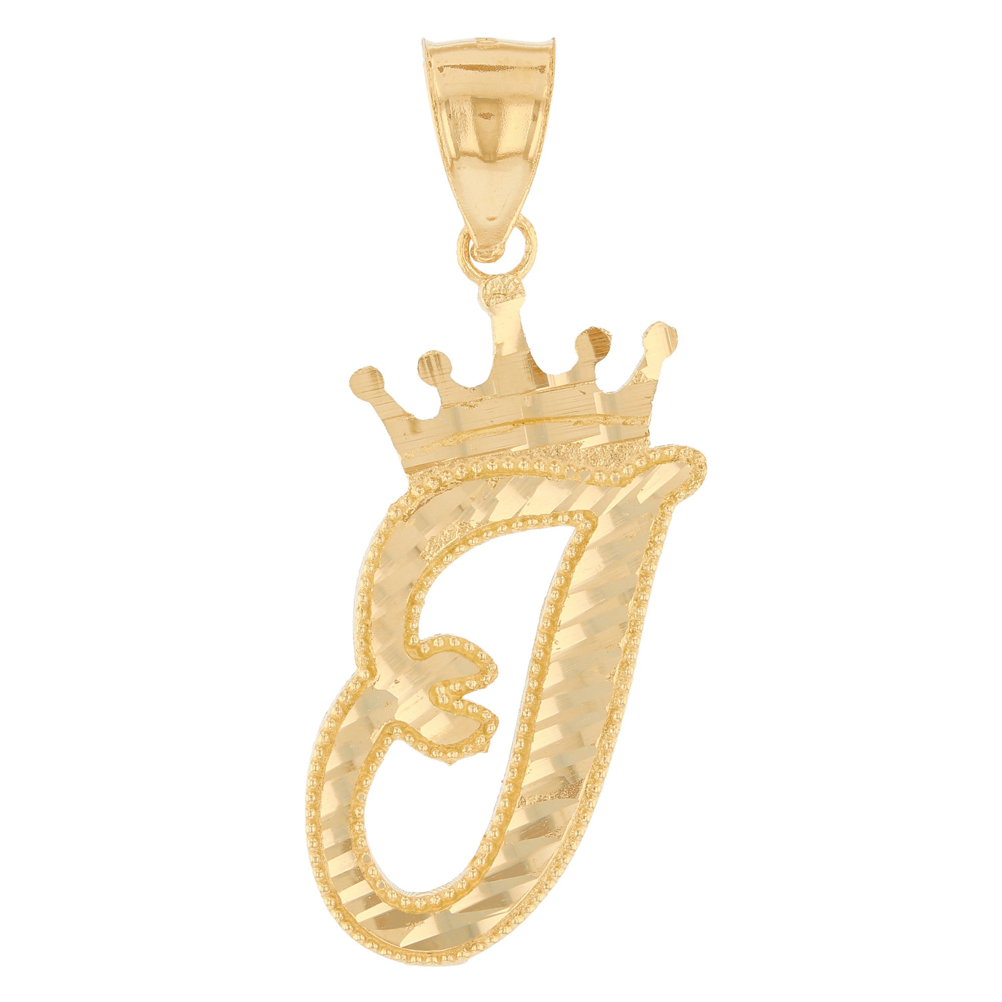 Regal Crown Design Diamond Cut Accent Initial Letter Pendant (JackAni# P13636)