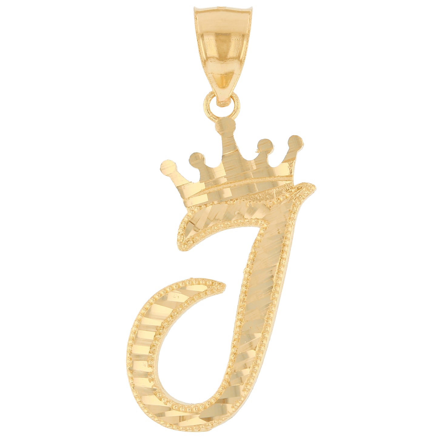 Regal Crown Design Diamond Cut Accent Initial Letter Pendant (JackAni# P13636)