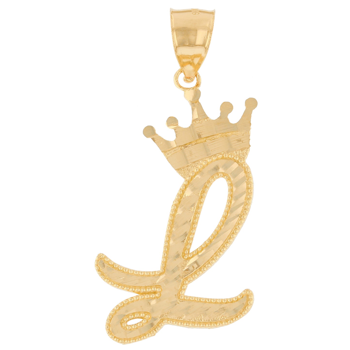Regal Crown Design Diamond Cut Accent Initial Letter Pendant (JackAni# P13636)
