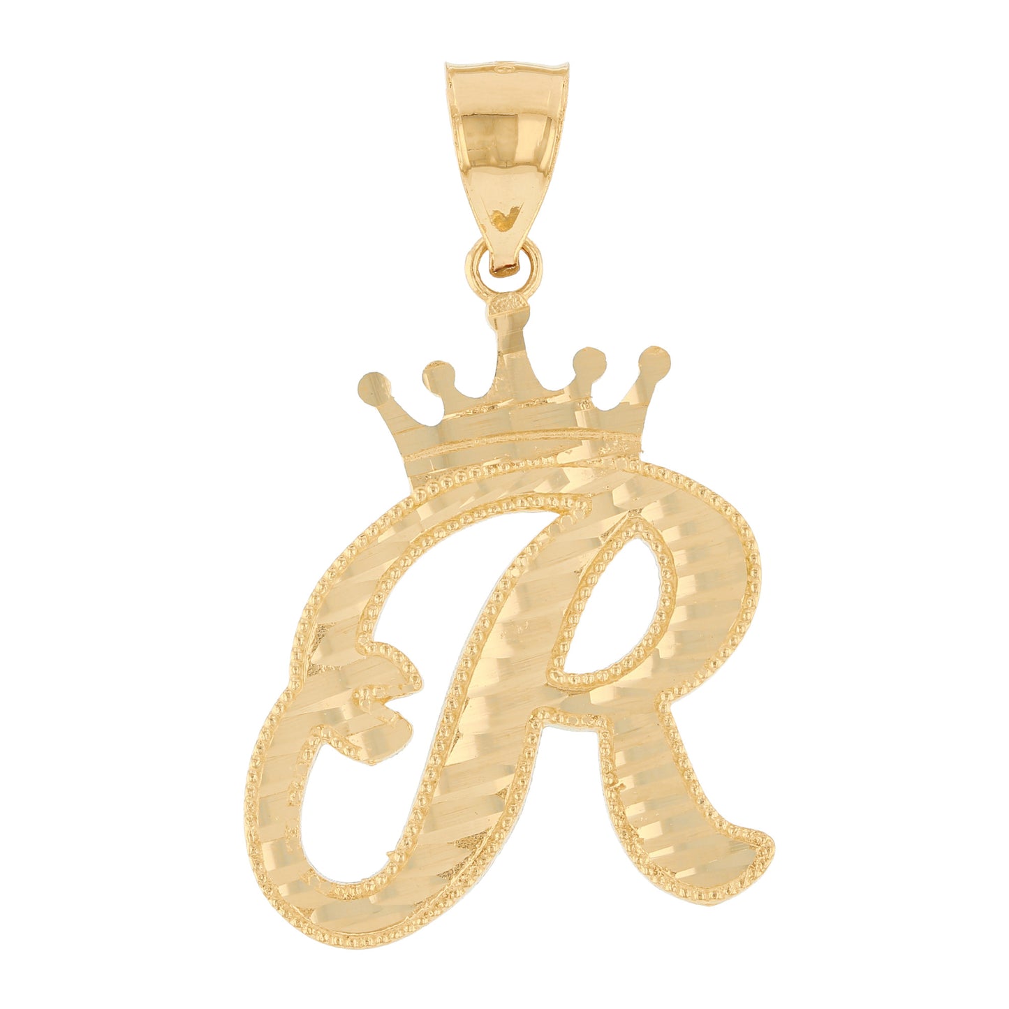 Regal Crown Design Diamond Cut Accent Initial Letter Pendant (JackAni# P13636)