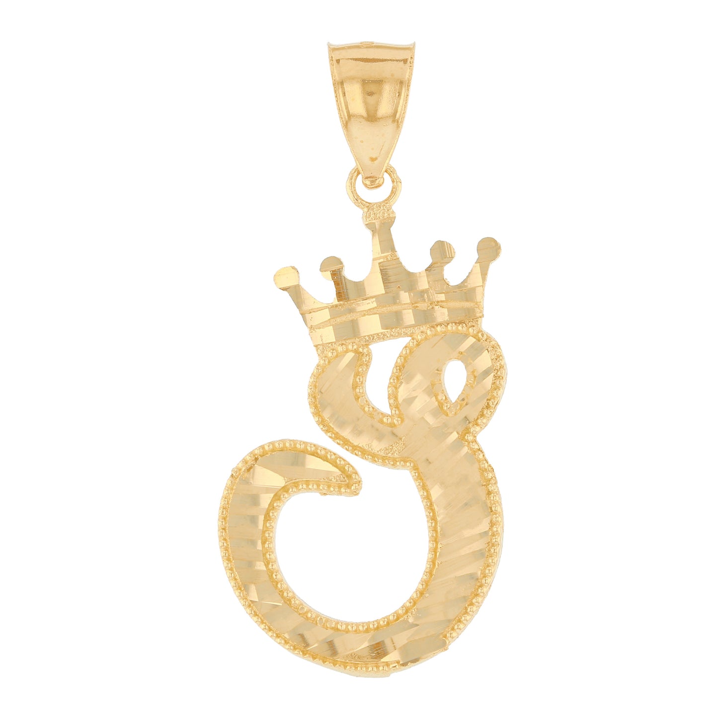 Regal Crown Design Diamond Cut Accent Initial Letter Pendant (JackAni# P13636)