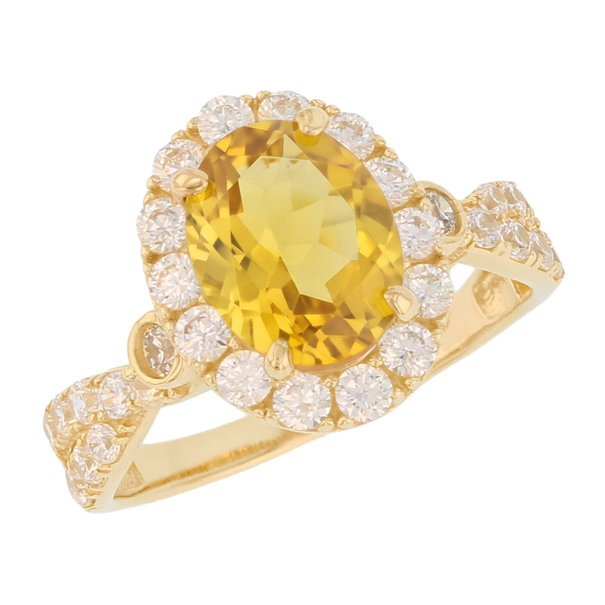 Gold Simulated Birthstone Women's Ring with Halo (JackAni# R14240)