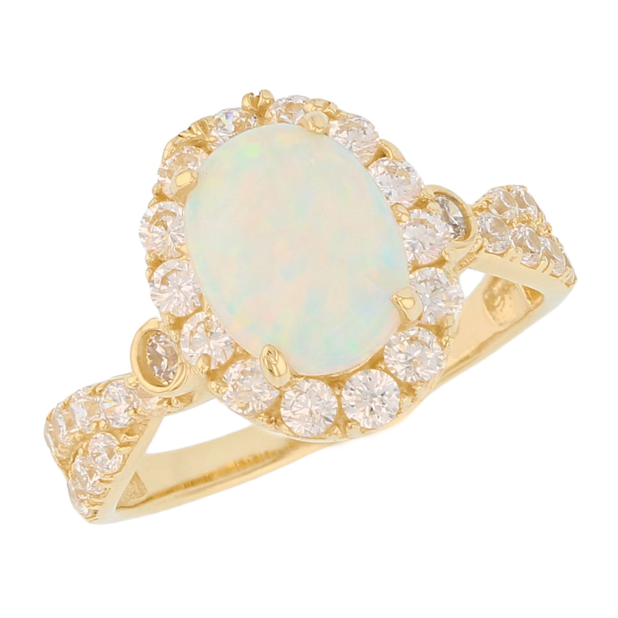 Gold Simulated Birthstone Women's Ring with Halo (JackAni# R14240)