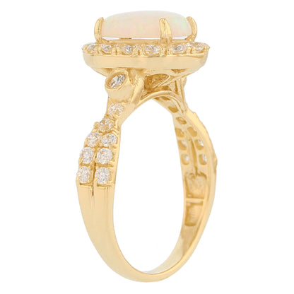 Gold Simulated Birthstone Women's Ring with Halo (JackAni# R14240)