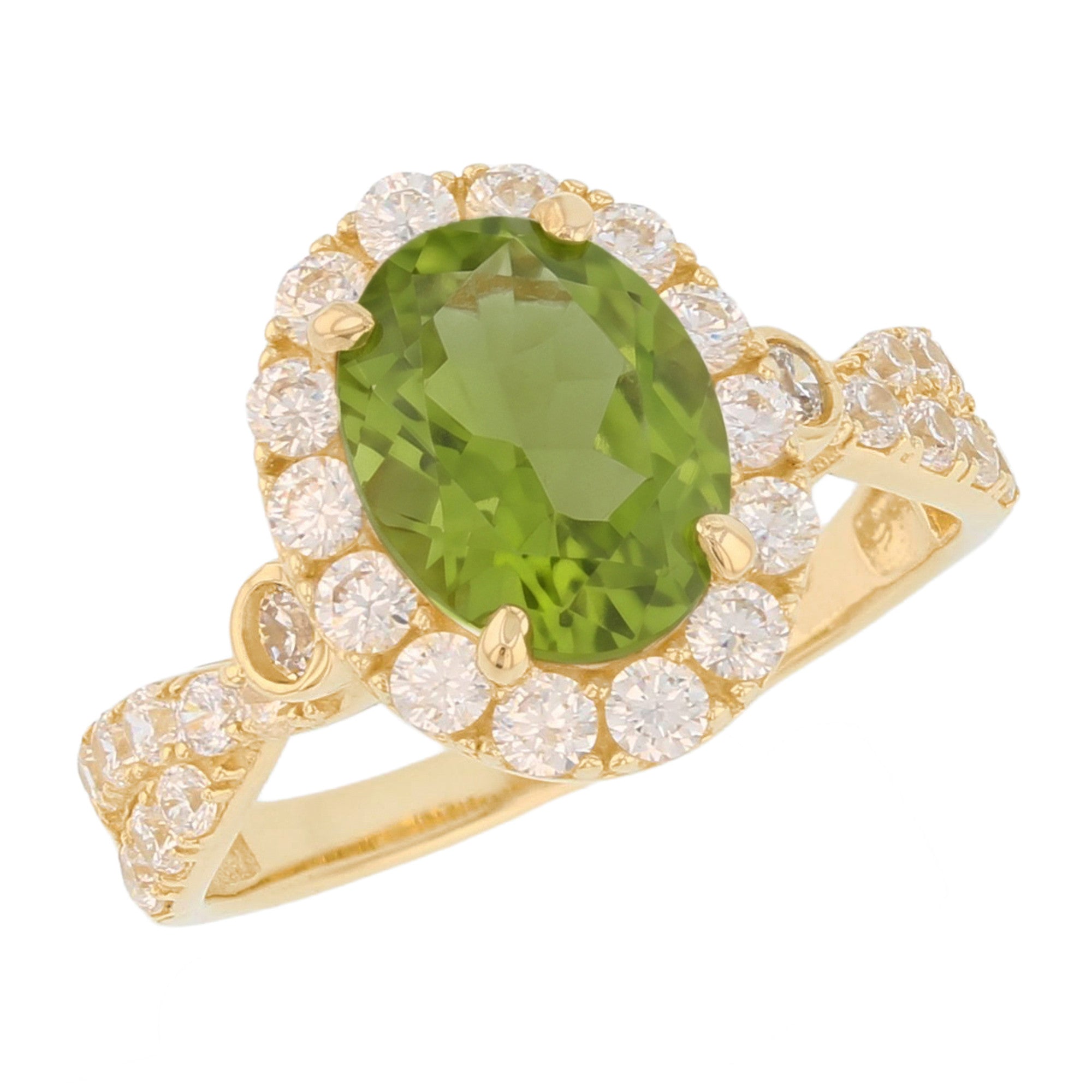 Gold Simulated Birthstone Women's Ring with Halo (JackAni# R14240)