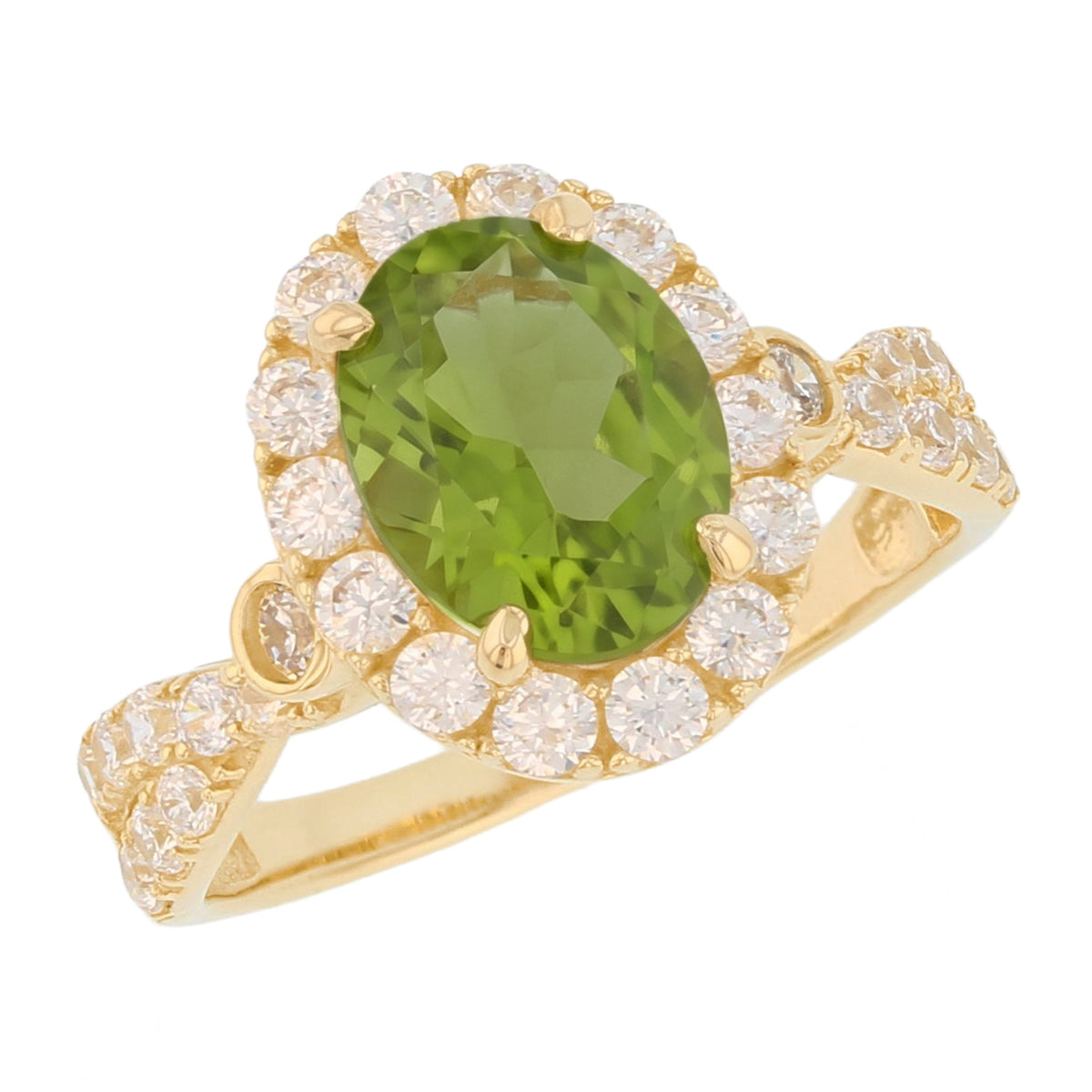 Gold Simulated Birthstone Women's Ring with Halo (JackAni# R14240)