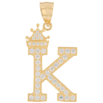 Initial Pendant with Crown (JackAni# P14249)