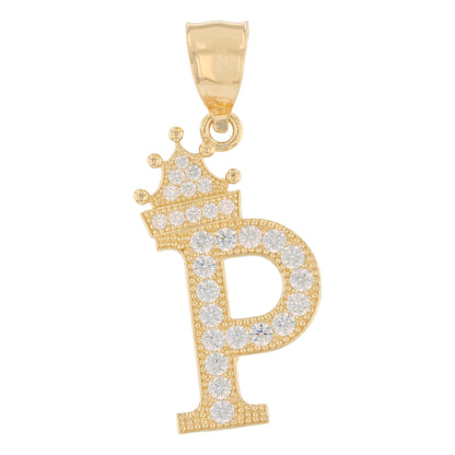 Initial Pendant with Crown (JackAni# P14249)
