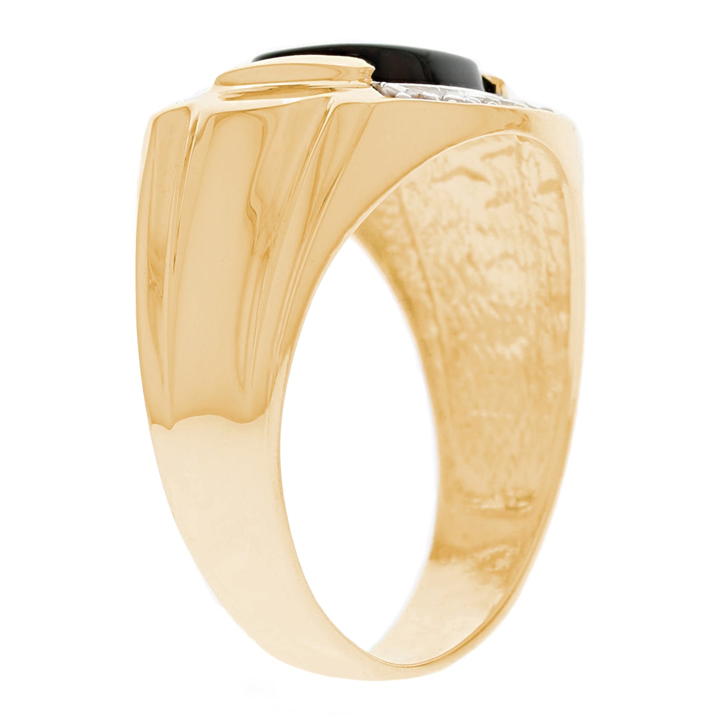 Gold Black Onyx Mens Diamond Ring (JackAni# R13186)
