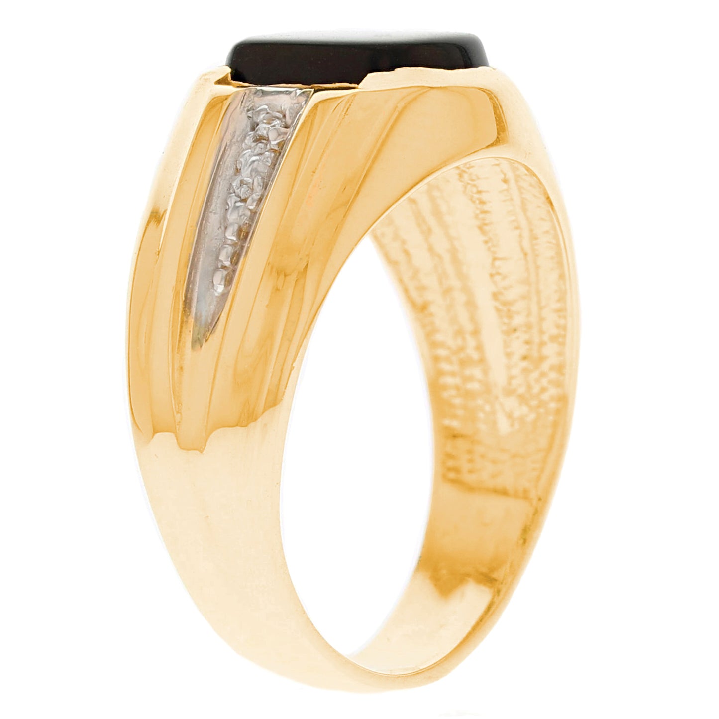 Gold Black Onyx Mens Diamond Ring (JackAni# R13189)