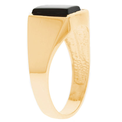 Gold Black Onyx Mens Diamond Ring (JackAni# R13183)