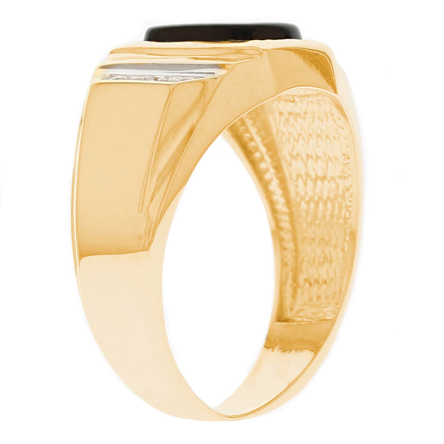 Gold Black Onyx Mens Diamond Ring (JackAni# R13193)