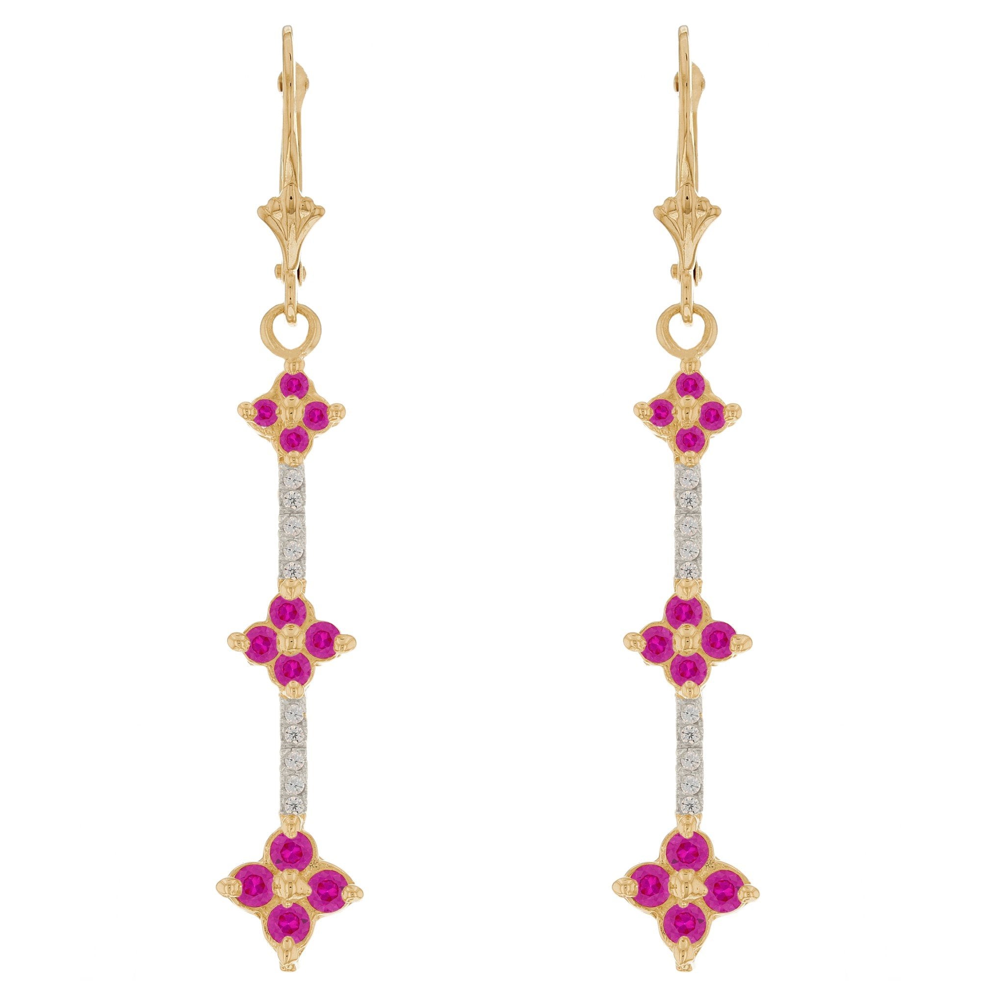 Gold Long Chandelier White CZ Womens Cluster Earring (JackAni# E08151)