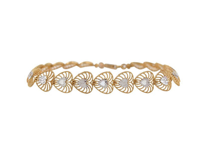 Gold Womens Heart Diamond Cut Filigree Bracelet (JackAni# B9370)