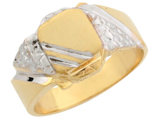Gold Mens Nugget Signet Ring (JackAni# R6629)