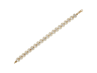 Gold Womens Heart Diamond Cut Filigree Bracelet (JackAni# B9370)