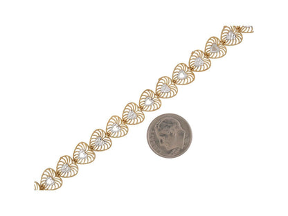 Gold Womens Heart Diamond Cut Filigree Bracelet (JackAni# B9370)