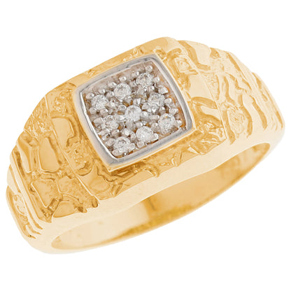 Gold Diamond Mens Cluster Nugget Ring (JackAni# R13170)